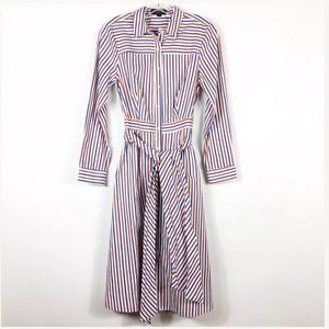 J. Crew long sleeve tie waist dress stripe